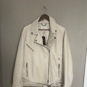 Banana Republic Cream Vegan Leather Jacket
